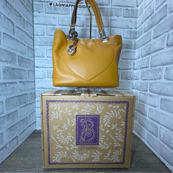 Brighton Handbags - Brighton Jodi Heart orange/gold leather handbag purse. NWOT. Boxed/dustbag